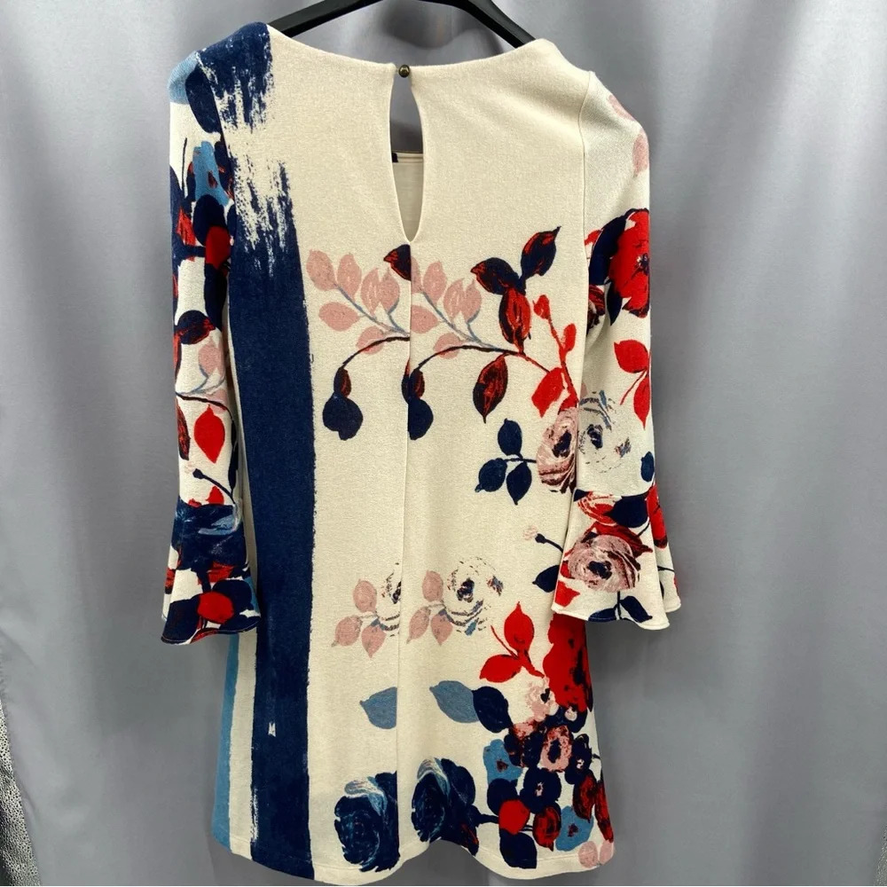 Anthropologie Maeve Anthousai Floral Long‎ Bell Sleeves Knit Swing Dress - Picture 2 of 8